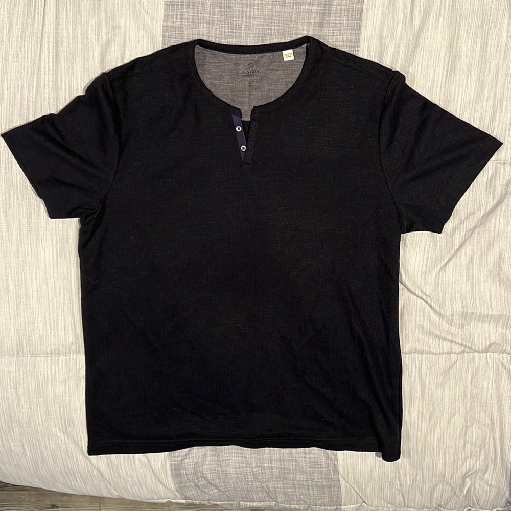 Con.Struct, navy blue waffle Henley, men’s size L.